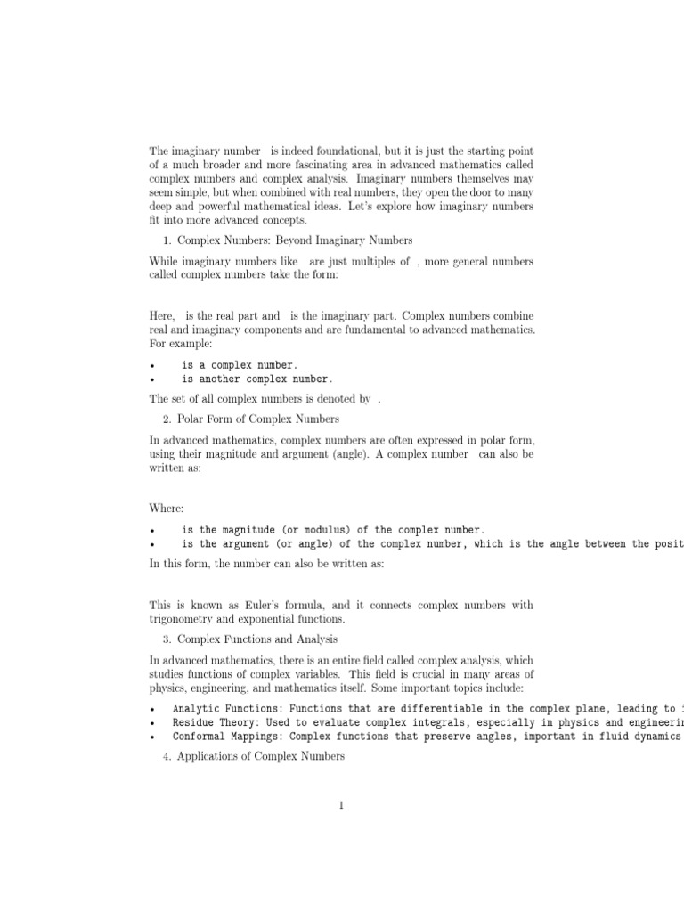 Imaginary number pdf complex number complex analysis