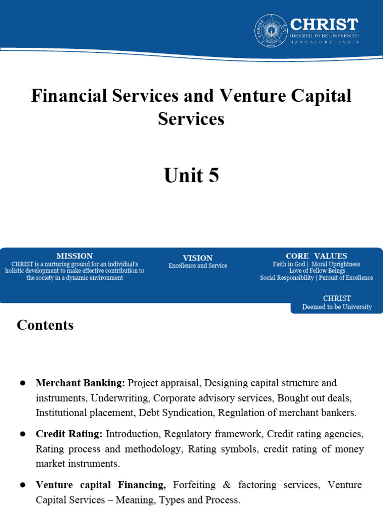 FMS Unit 5 MB, CR, VC, F&F | PDF | Factoring (Finance) | Corporate Finance