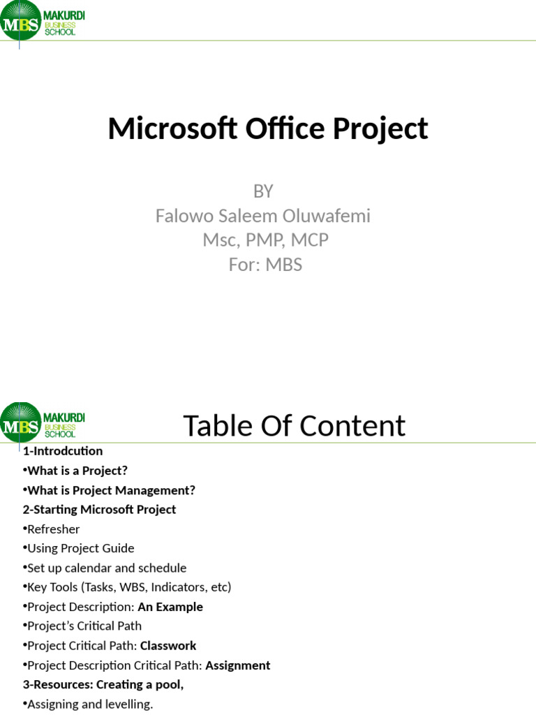 Third Lecture 3 MBS Microsoft Office Project | PDF | Computing | Software