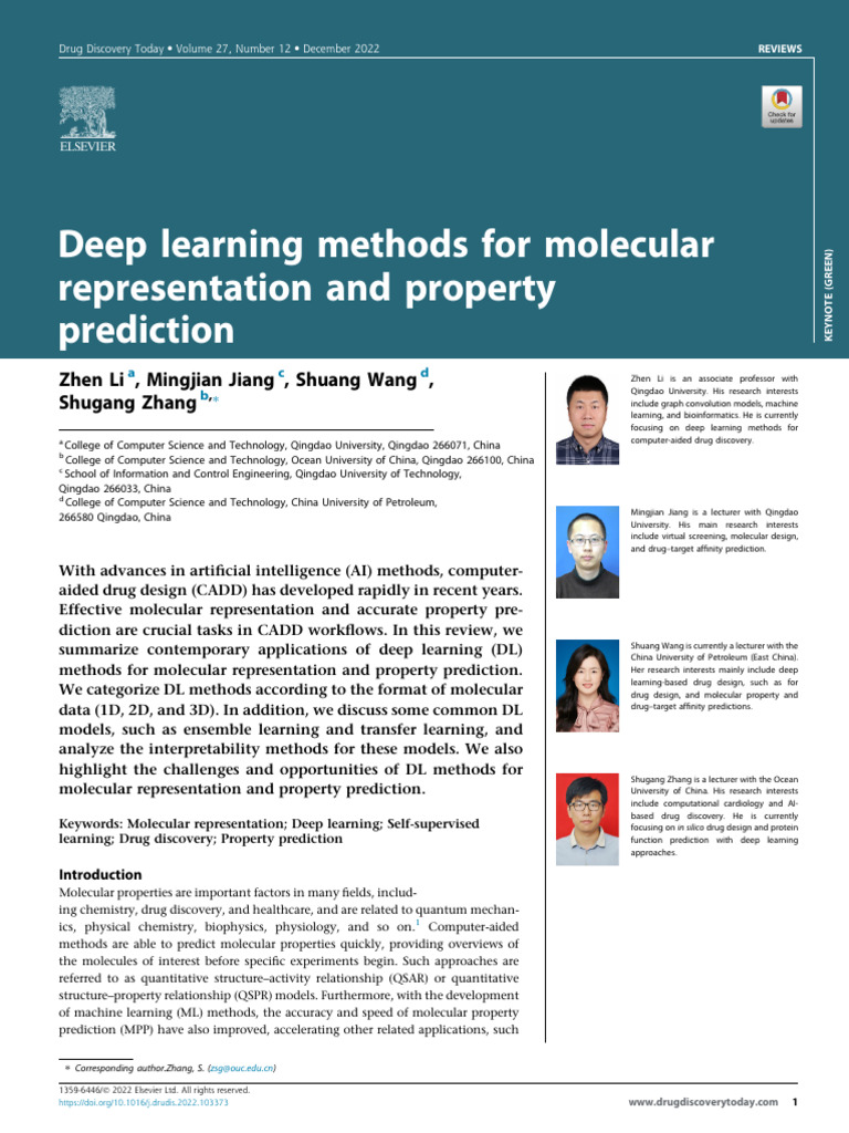 Deep Learning in Molecular Property Prediction | PDF | Quantitative ...