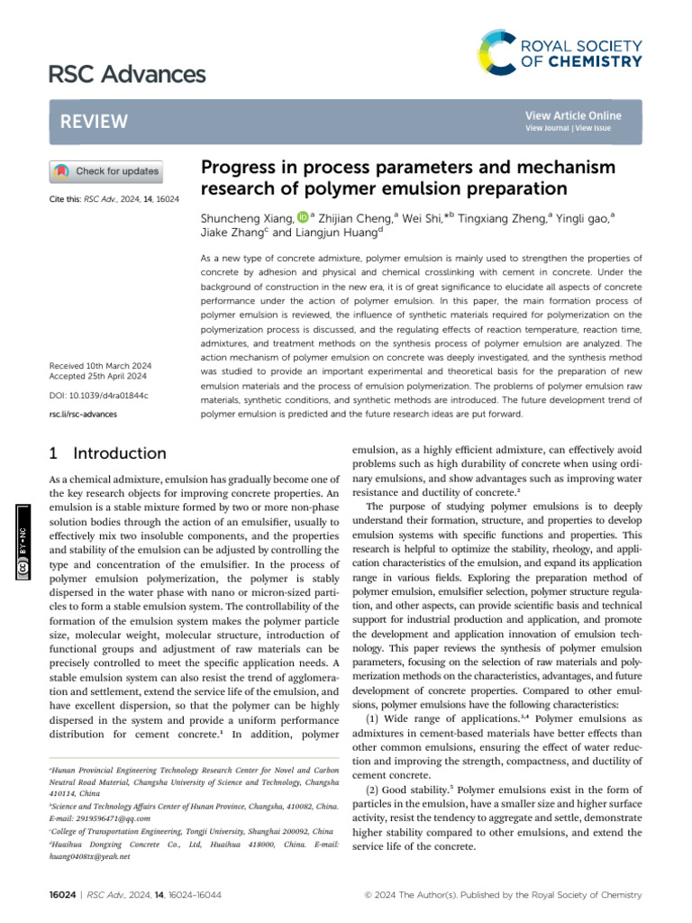 RSC Advances: Review | PDF | Polymerization | Polymers