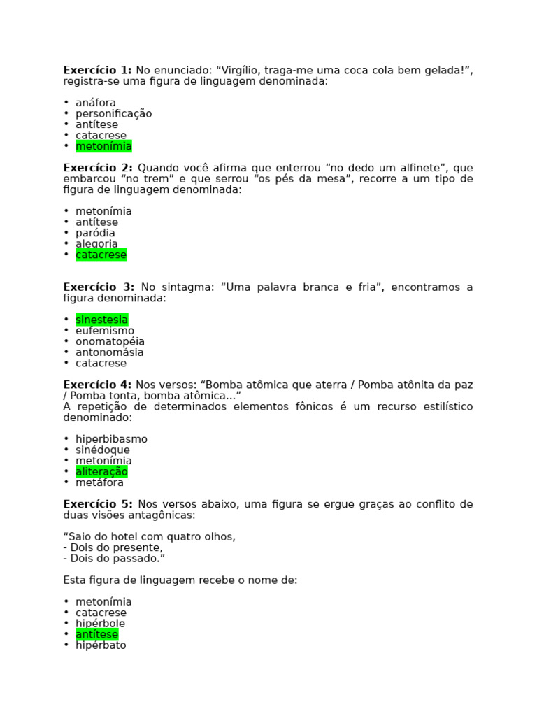 Exercícios de Figuras de Linguagem 9º Ano | PDF | Metáfora | Persuasão