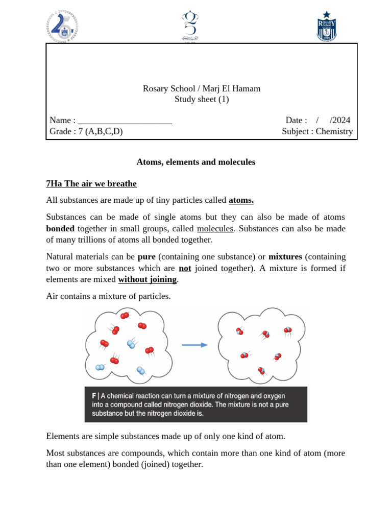 7H Study sheet (1) | PDF | Oxide | Chemical Substances