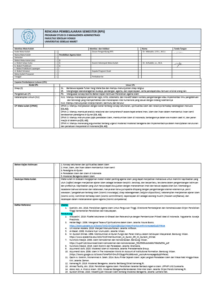 RPS Pai Man Adm Vokasi 2023 | PDF