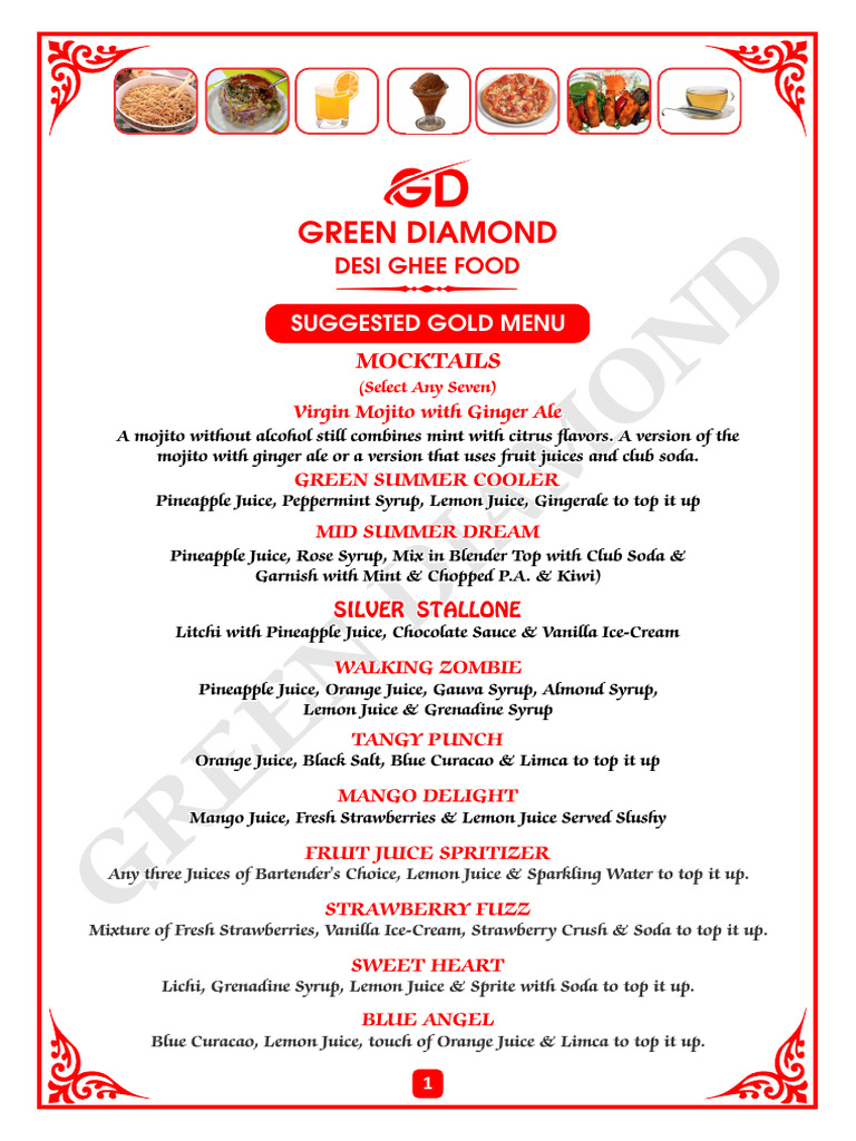Gold Menu Mocktails and Snacks | PDF | Indian Cuisine | Asian Cuisine