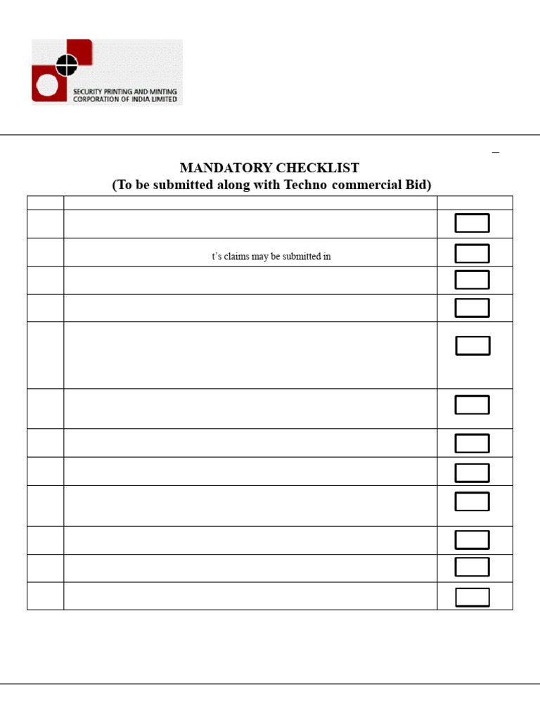 Mandatory Checklist for Tender Submission | PDF | Arbitration ...
