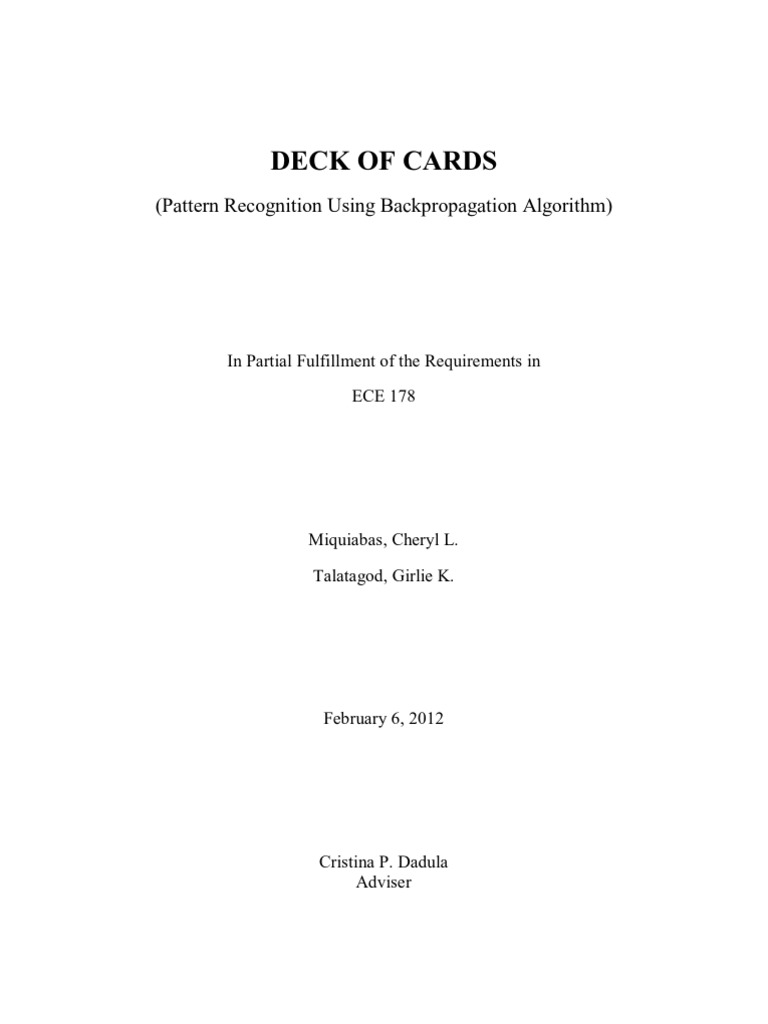 Deck of Cards: (Pattern Recognition Using Backpropagation Algorithm ...