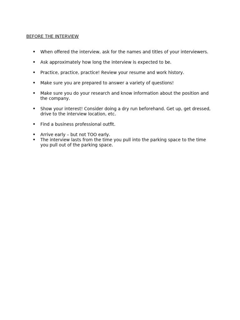Tips On Interview Pdf