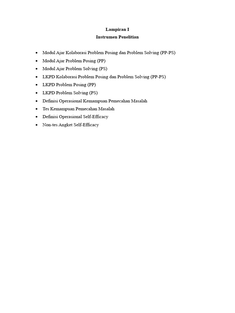 Instrumen Penelitian Problem Solving | PDF