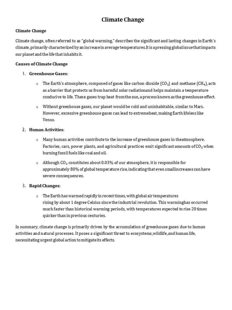 Cimate Change 8th | PDF | Climate Change | Greenhouse Effect