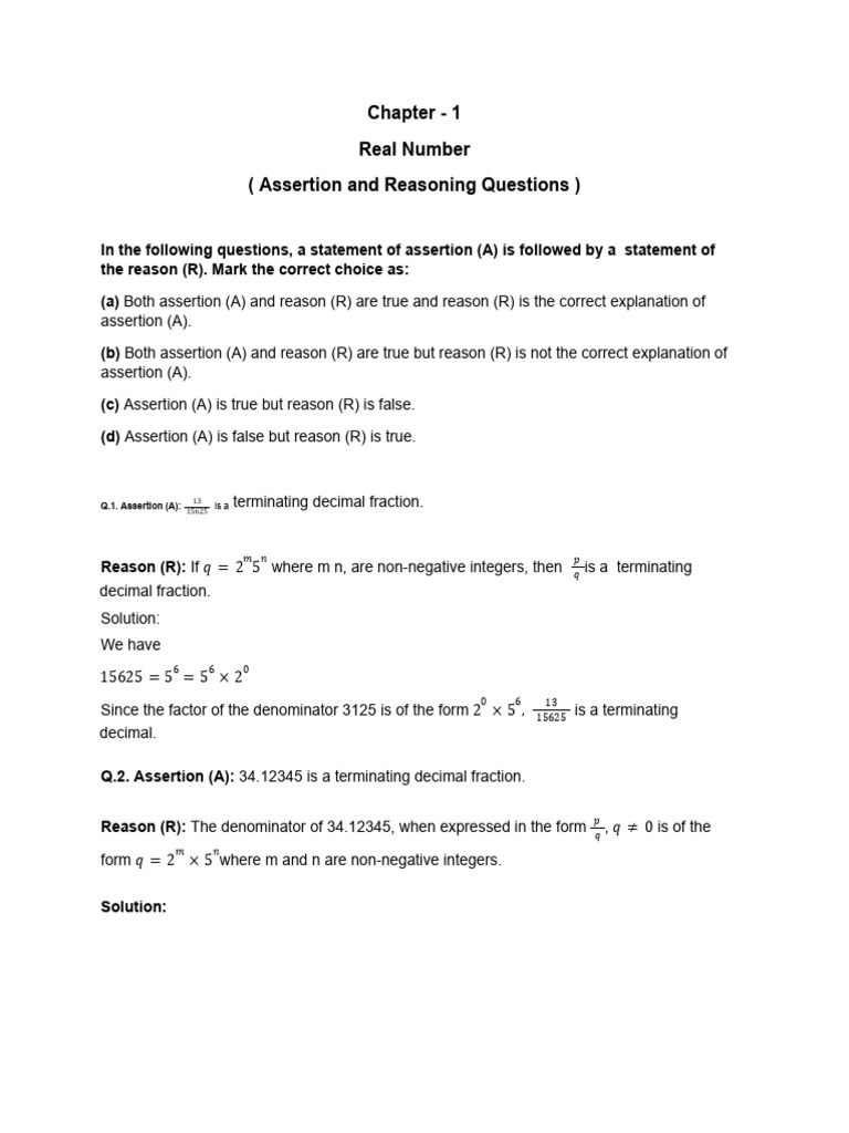 Assertion & Reasoning - 1 | PDF | Triangle | Cartesian Coordinate System