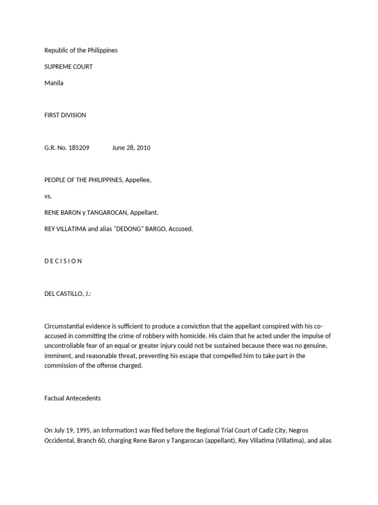 Supreme Court Ruling on Robbery with Homicide | PDF | Circumstantial ...