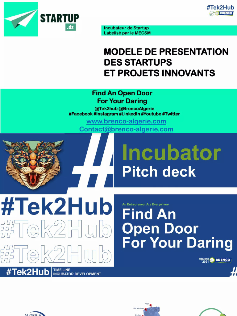 Modele de Presentation Du Pitch Deck Du Label Projet Innovant Et ...