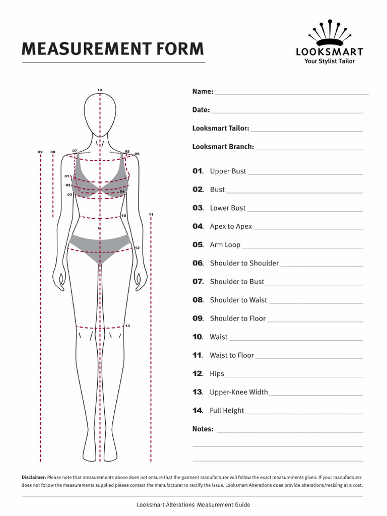 Looksmart Measurement Form | PDF