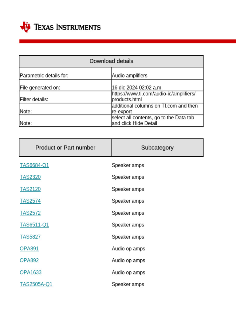 Audio Amplifiers & Op Amps List | PDF | Audio Engineering | Electronics