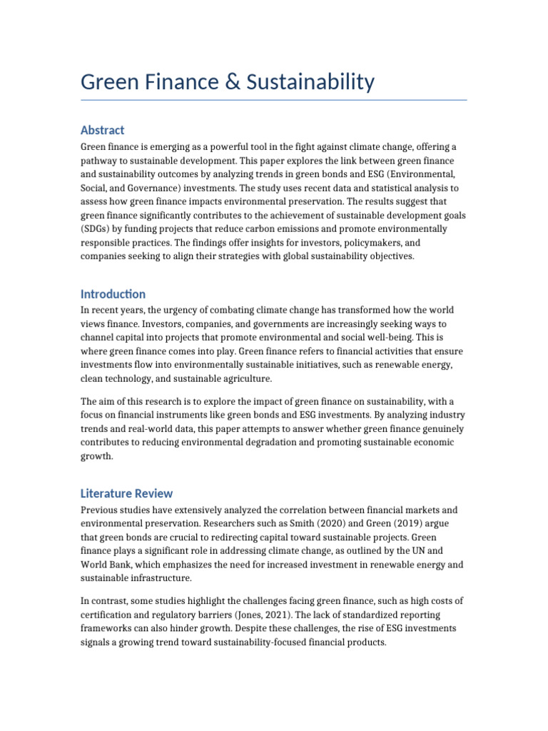 Impact of Green Finance on Sustainability | PDF | Sustainability ...