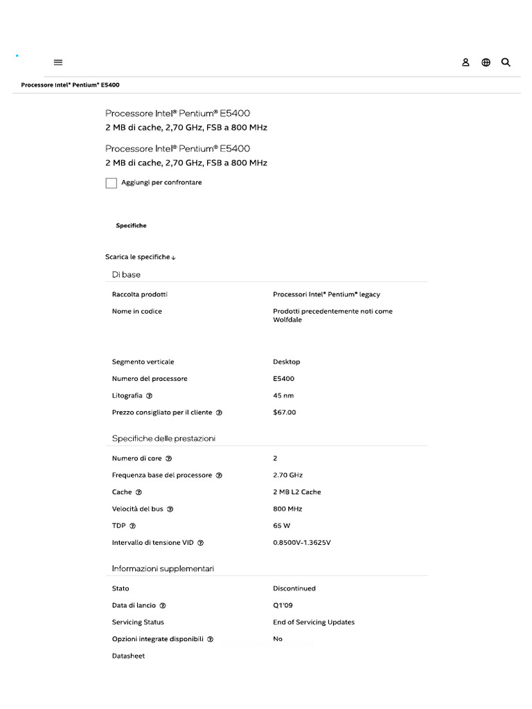 Processore E5400 | PDF