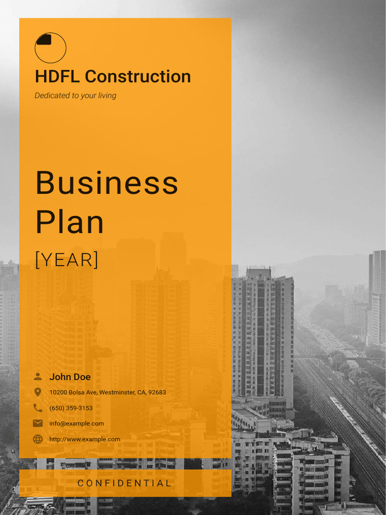 Startup Construction Company Business Plan Example Pdf