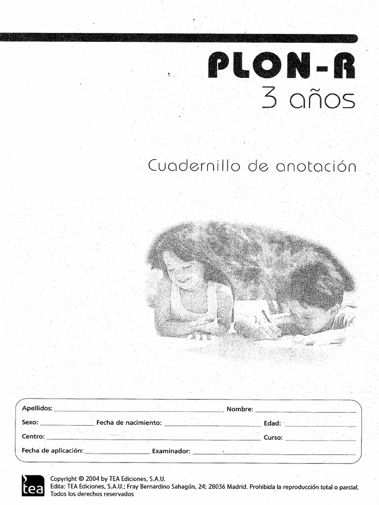 Cuadernillo Anotación PLON-R (3 Años) | PDF