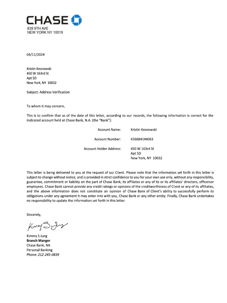 Address Verification Letter | PDF
