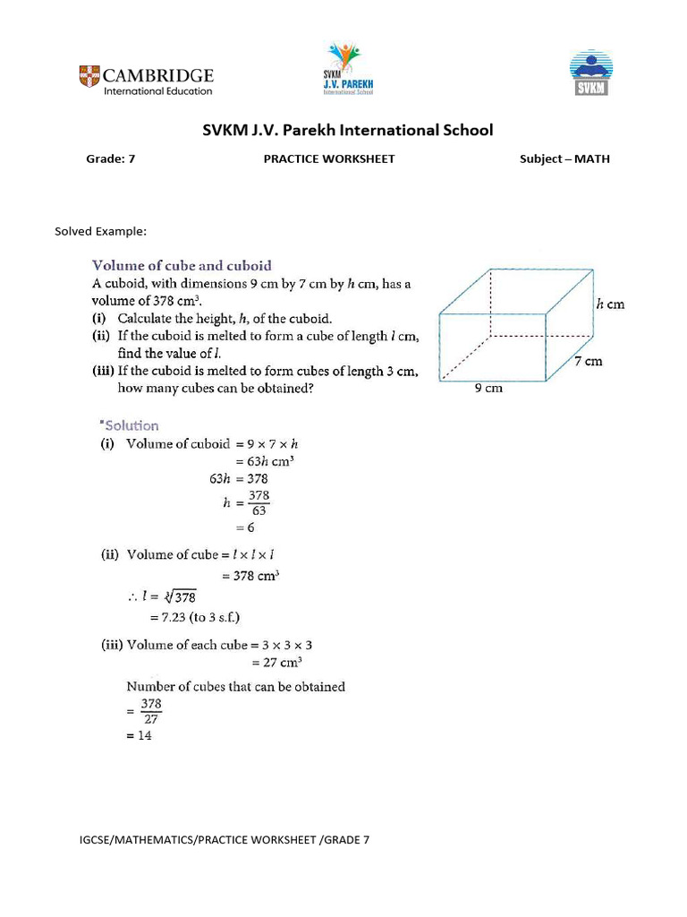 G7 - Surface Area and Volume | PDF
