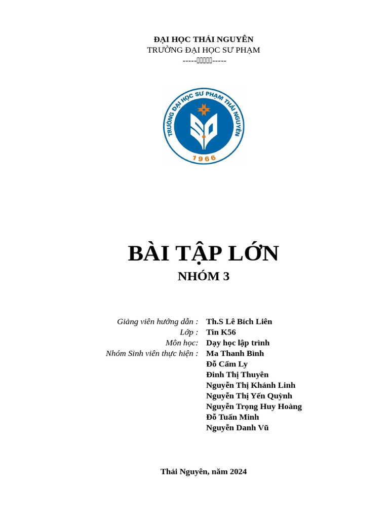 Bai Tap Lon Nhom 3 DHLT | PDF
