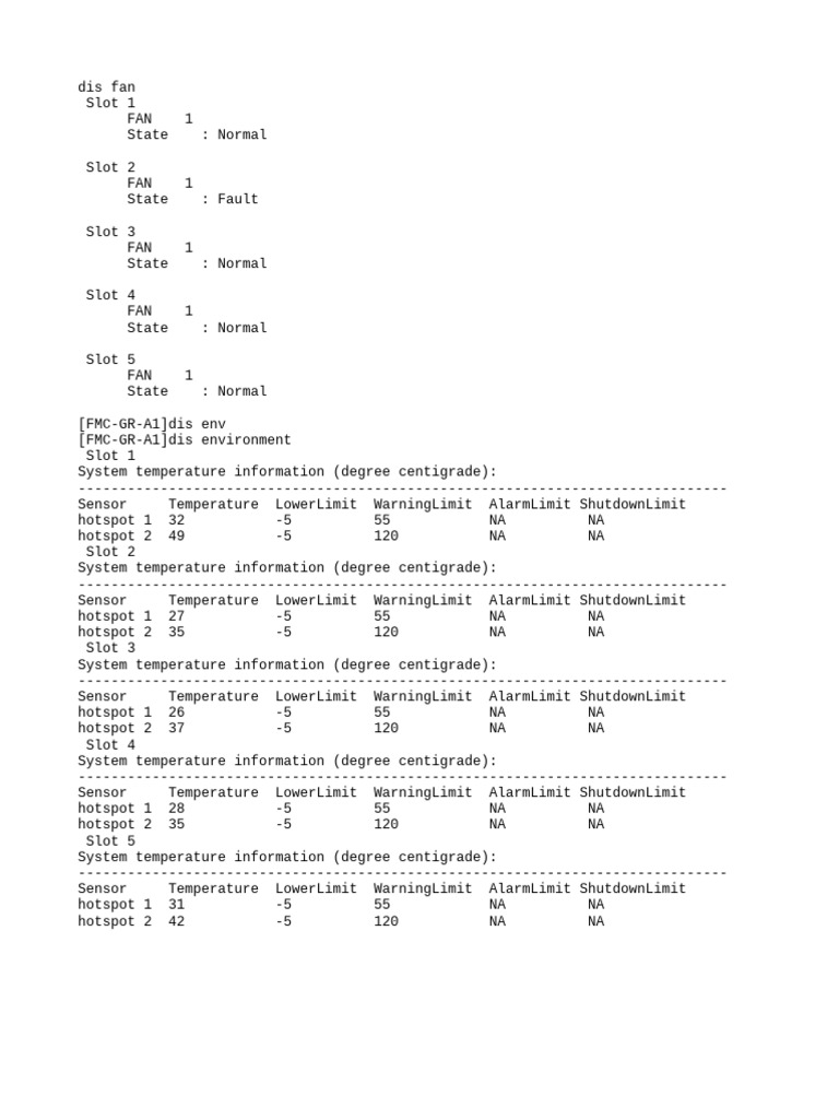 Fan and Temperature Status Report | PDF
