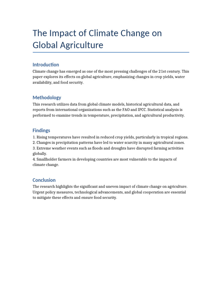Climate Change Agriculture | PDF