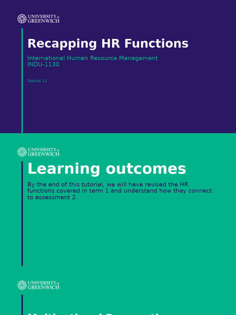 Tutorial 13 hr functions recap links to report pdf human resource