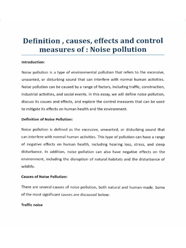 Noise Pollution | PDF