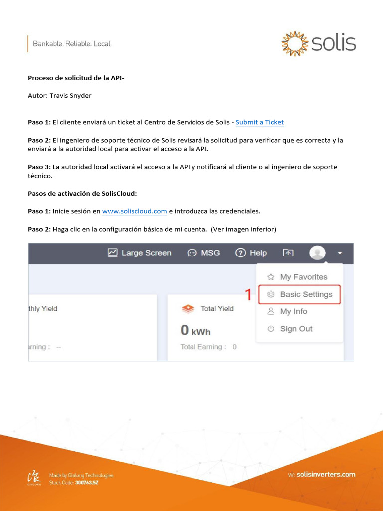 Solicitud y Activación de API SolisCloud | PDF
