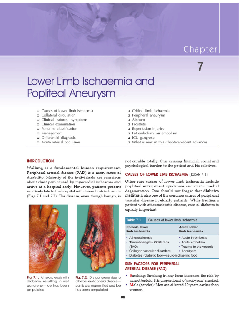 Causes and Management of Lower Limb Ischaemia | PDF | Ischemia ...
