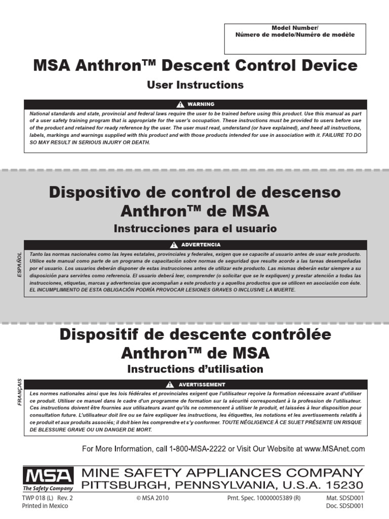 Instructions pour le dispositif Anthron™ | PDF | Escalade | Alpinisme