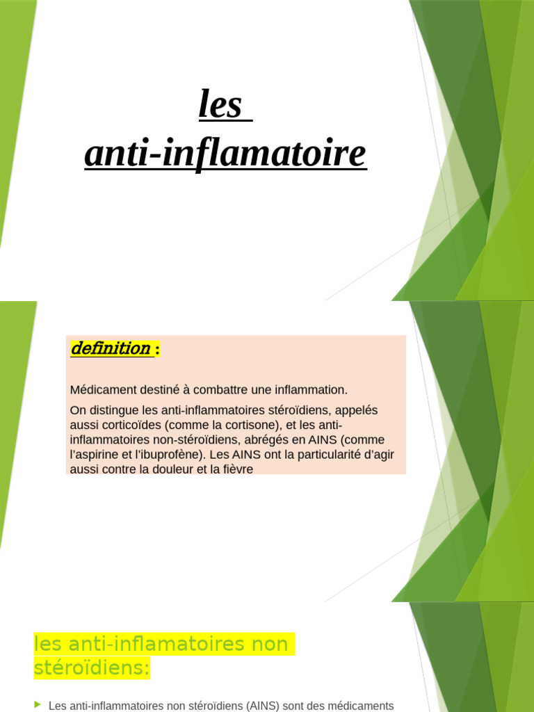 Médicaments antiinflammatoires expliqués PDF Antiinflammatoire — free download