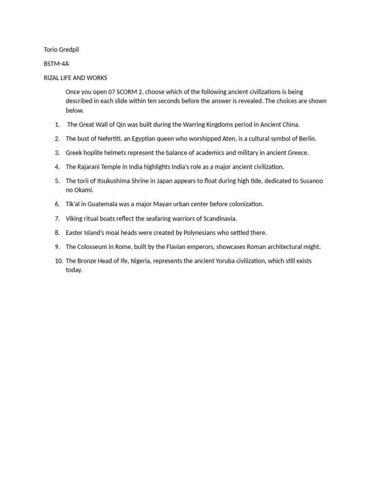 Rizal Final Activity | PDF