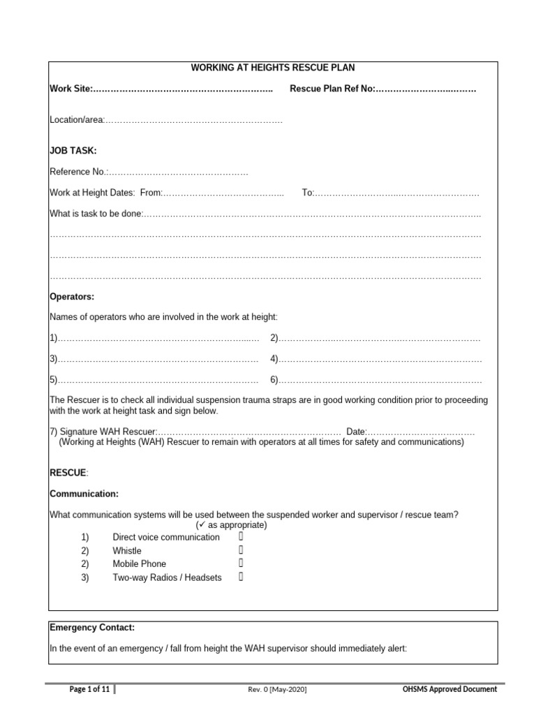 15-F05 Work at Heights Rescue Plan | PDF | Vein | Heart