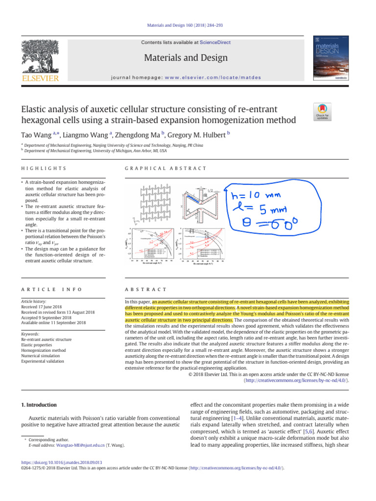Elastic Analysis of Auxetic Cellular Structure Consisting of Re-Entrant ...