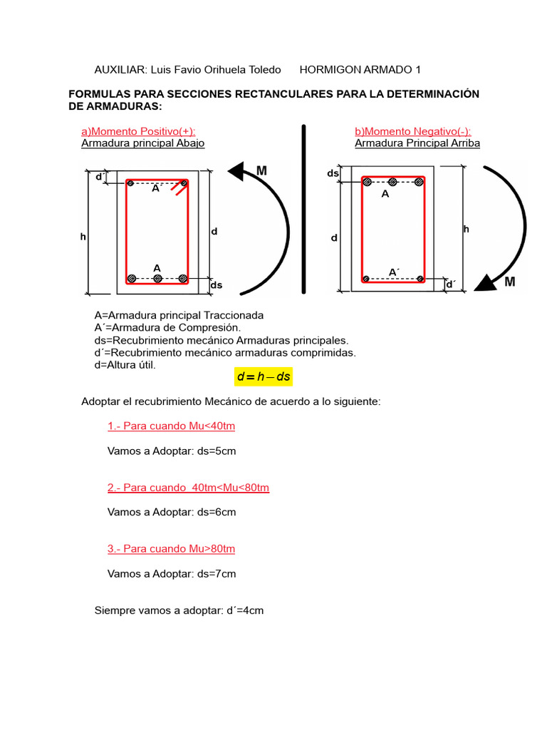 Formulas para Secciones Rectangulares | PDF | Braguero | Ingeniería ...