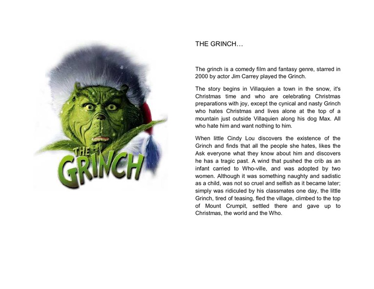 Jim Carrey's Grinch Script Analysis | PDF