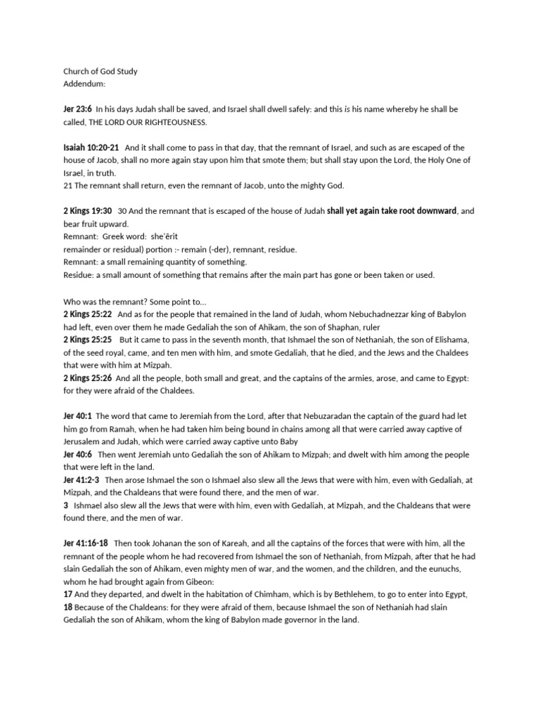 Addendum_Church of God - Study | PDF | Nevi'im | Books Of The Hebrew Bible