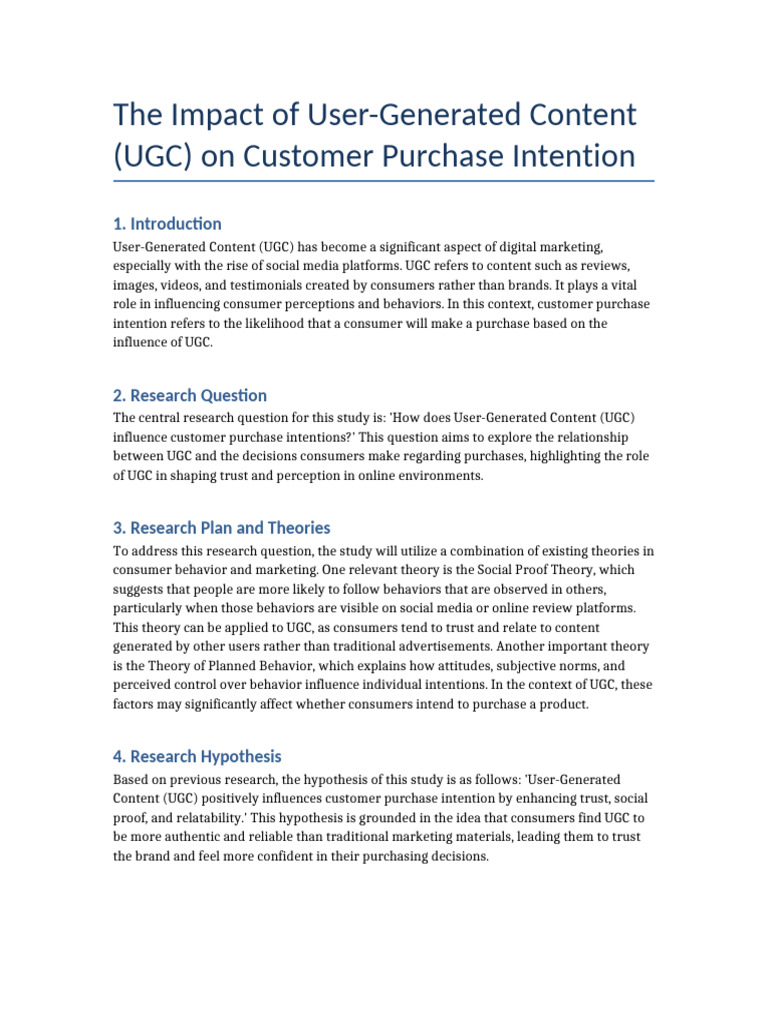 UGC's Influence on Purchase Intentions | PDF | Intention | Qualitative ...