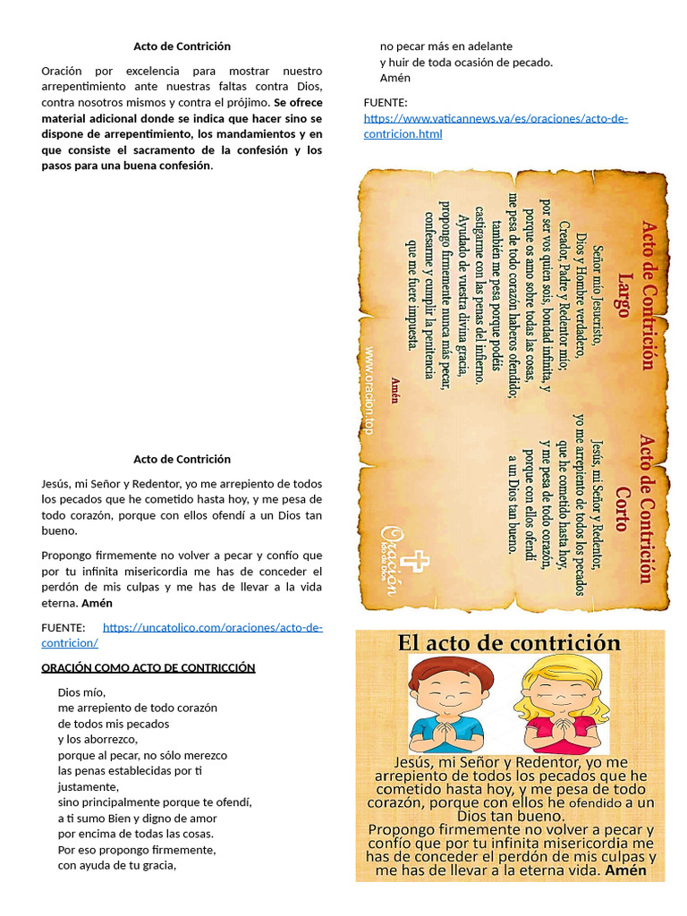Oración del Acto de Contrición | PDF