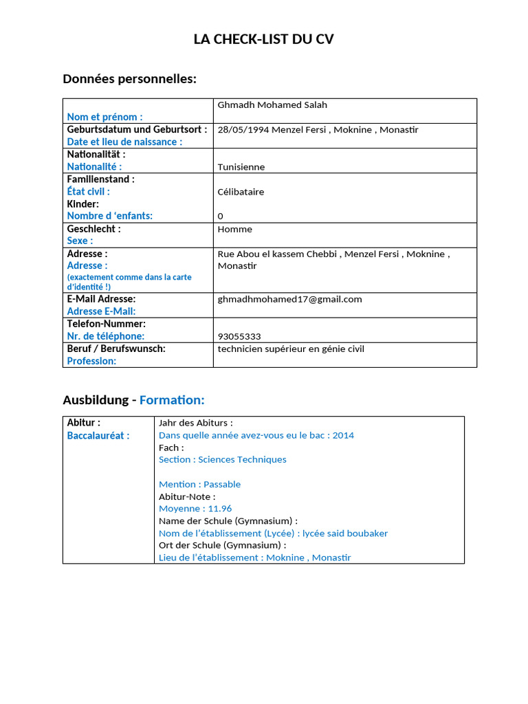 Check-list pour un CV efficace | PDF