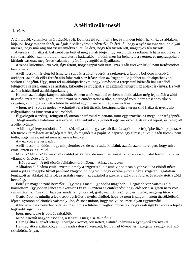 A Téli Tücsök Meséi - 1. Rész | PDF