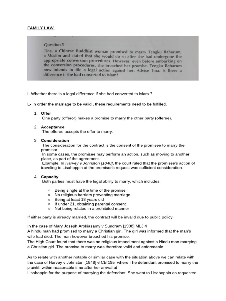 FAMILY LAW QUEST | PDF | Consideration | Offer And Acceptance
