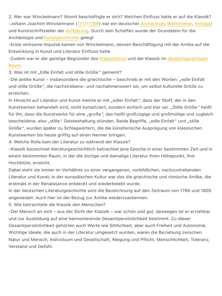 Wer War Winckelmann Womit Beschäftigte Er Sich Welchen Einfluss | PDF