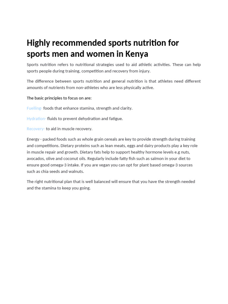 Sports Nutrition Essentials for Athletes | PDF