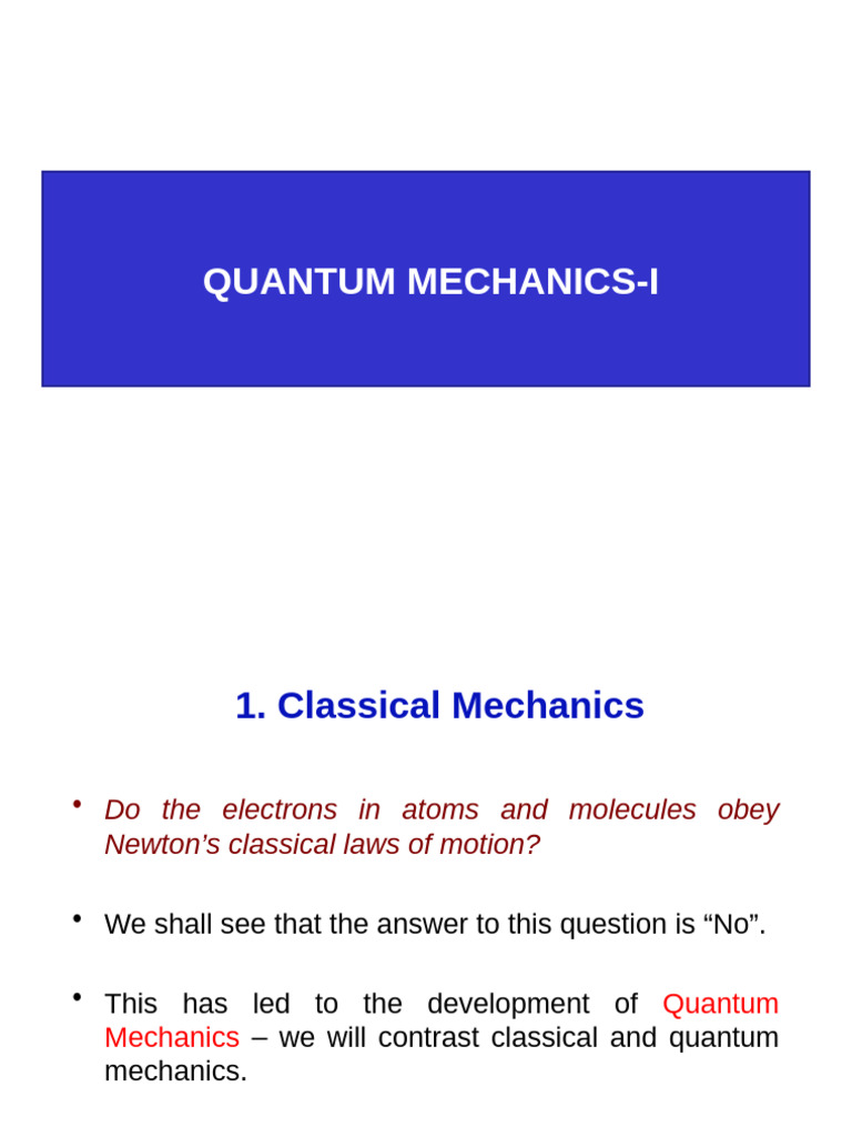 Quantum Mechanics Overview and Concepts | PDF | Electron | Quantum ...