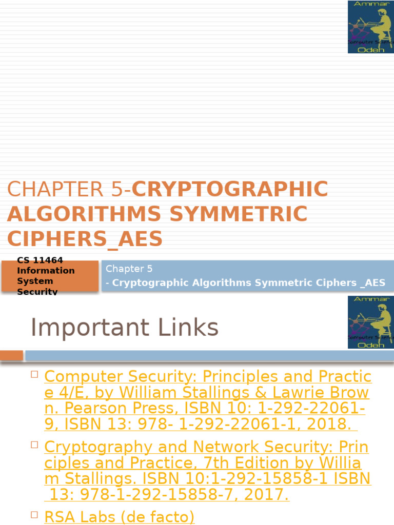 Chapter 5-Cryptographic Algorithms Symmetric Ciphers_AES | PDF ...