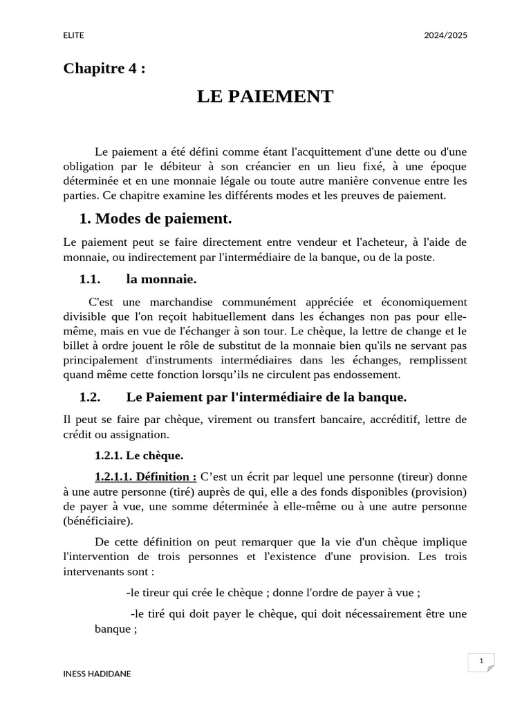 Modes et Définitions de Paiement | PDF | Chèque | Banques